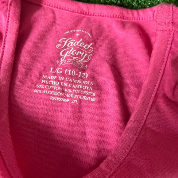 Faded Glory Crew Neck Anchor Nautical Polka Dot Pink & Navy T-shirt Dress Size L - Picture 7 of 11